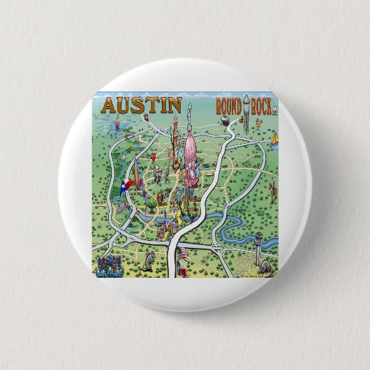 Austin Round Rock Texas Fun Karte Button (Vorderseite)