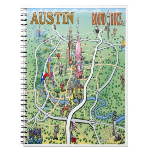 Austin Round Rock Texas Fun Karte Notizblock