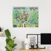 Austin Round Rock Texas Fun Karte Poster (Heimbüro)
