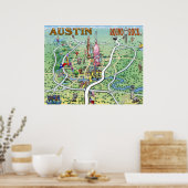 Austin Round Rock Texas Fun Karte Poster (Küche)