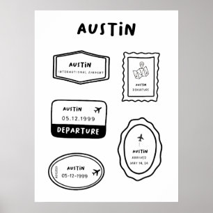 Austin - Sammlung von Briefmarke für Reisen   Mini Poster