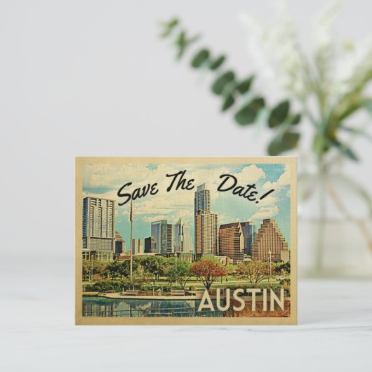 Austin Save the Date Texas Ankündigungspostkarte (Stehend Vorderseite)