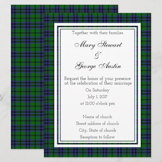 Austin Scottish Wedding Einladung (Vorne/Hinten)