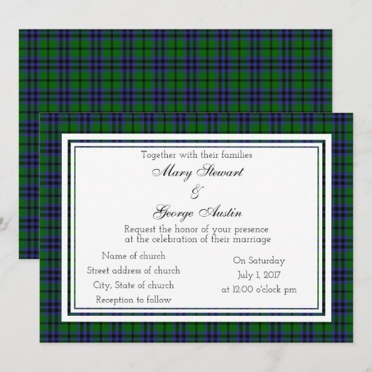 Austin Scottish Wedding Einladung (Vorne/Hinten)