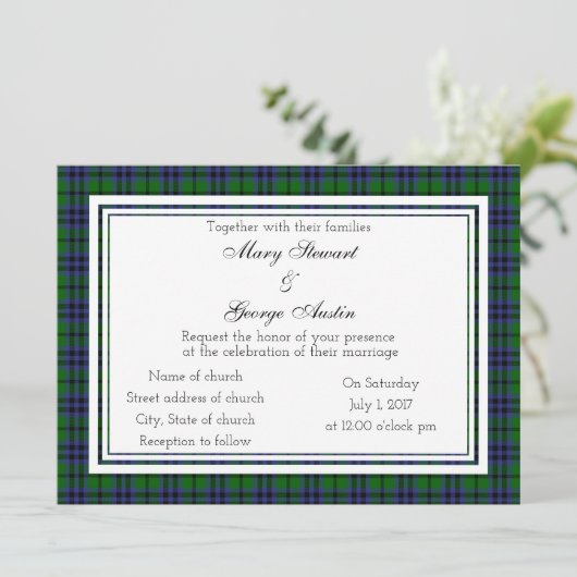 Austin Scottish Wedding Einladung (Stehend Vorderseite)