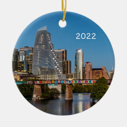 Austin Skyline Day & Dusk, Texas Ornament (Vorne)