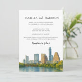 Austin Skyline Destination Wedding Invitation Einladung (Stehend Vorderseite)