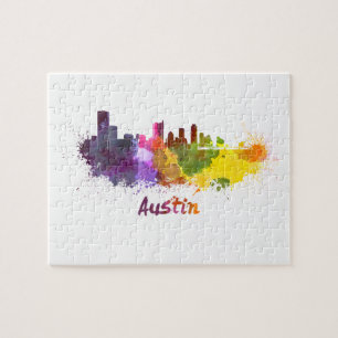 Austin skyline im Watercolor Puzzle