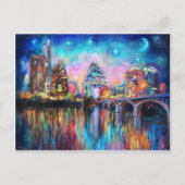 Austin Skyline in night cityscape Kunstgeschenke Postkarte (Vorderseite)