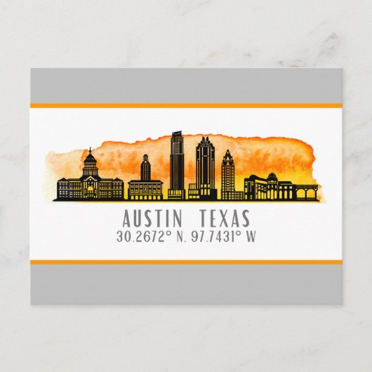 Austin Skyline Latitude Postkarte (Vorderseite)