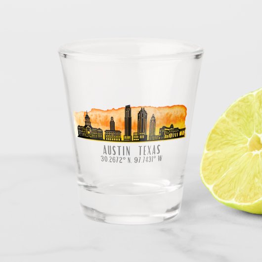 Austin Skyline Latitude Schnapsglas (Vorderseite)
