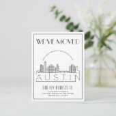 Austin Skyline Modern Deko | Änderung der Anschri Ankündigungspostkarte (Stehend Vorderseite)