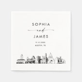 Austin Skyline Modern Wedding Cocktail Serviette (Vorderseite)