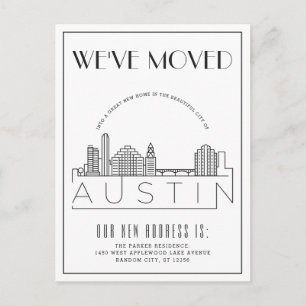 Austin Skyline Moderne Deco   Adressänderung Ankündigungspostkarte