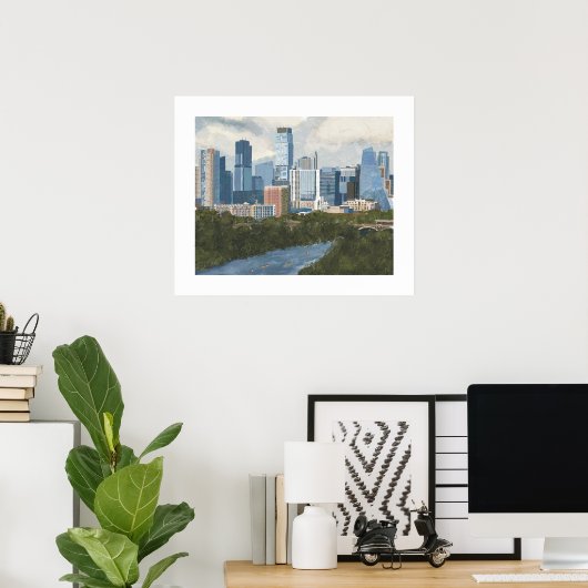 Austin Skyline Painted Art Print Poster (Heimbüro)