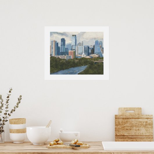 Austin Skyline Painted Art Print Poster (Küche)