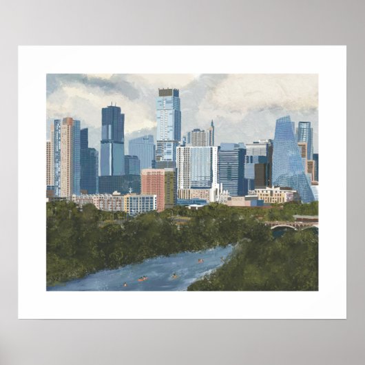 Austin Skyline Painted Art Print Poster (Vorne)
