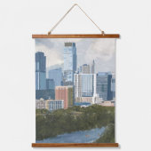 Austin Skyline Painted Art Print Wandteppich Mit Holzrahmen (Vorderseite)
