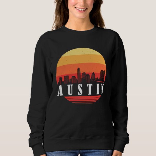 Austin Skyline Sunset in Retro Vintage Style Sweatshirt (Vorderseite)