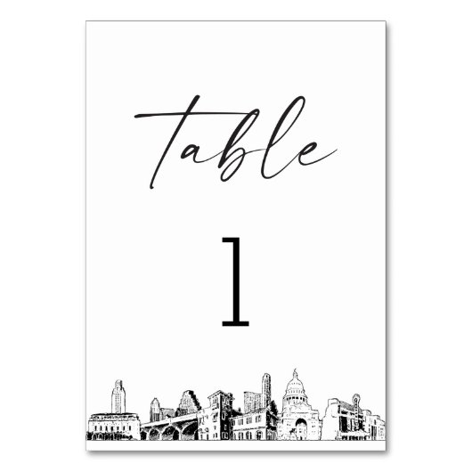 Austin Skyline Tischnummer 3.5x5 Card (Rückseite)