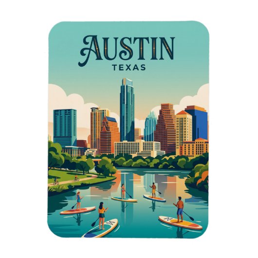Austin Skyline USA Magnet (Vertikal)