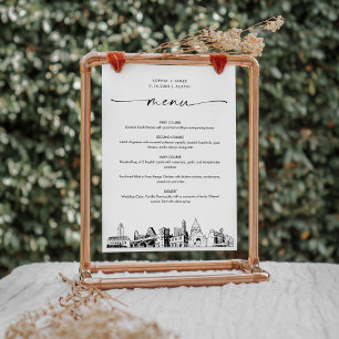 Austin Skyline Wedding Dinner Menu Card 12x18