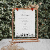 Austin Skyline Wedding Dinner Menu Card 12x18