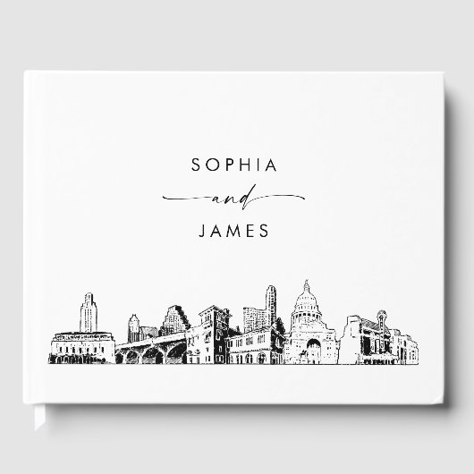 Austin Skyline Wedding Guest Book Gästebuch (Vorderseite)
