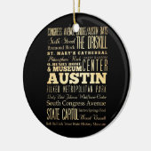 Austin-Stadt der Texas-Staats-Typografie-Kunst Keramik Ornament (Links)