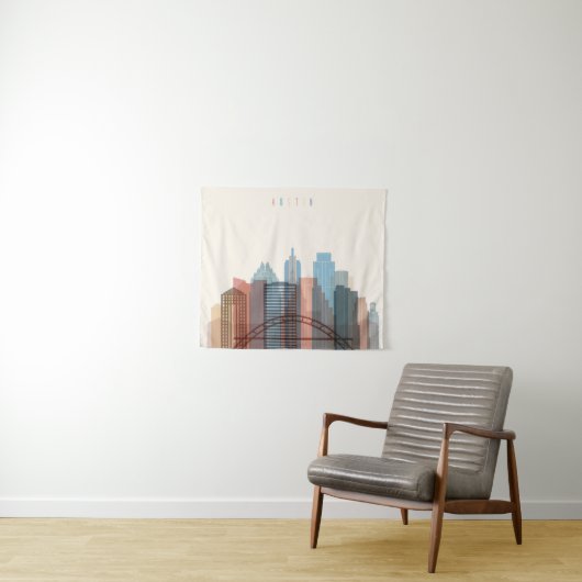 Austin, Stadt-Skyline Texas | Wandteppich (Beispiel (Horizontal))