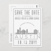 Austin | Stilisierte Skyline Save the Date Postkarte (Vorne/Hinten)