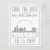 Austin | Stilisierte Skyline Save the Date Postkarte (Vorderseite)