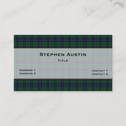 Austin Tartan Kariert Custom Visitenkarte (Vorderseite)