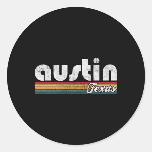 Austin Texas 70er Jahre Stil Runder Aufkleber (Vorderseite)
