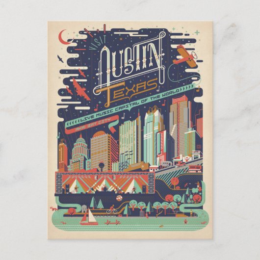 Austin, Texas - AKA: Bat City Postkarte (Vorderseite)