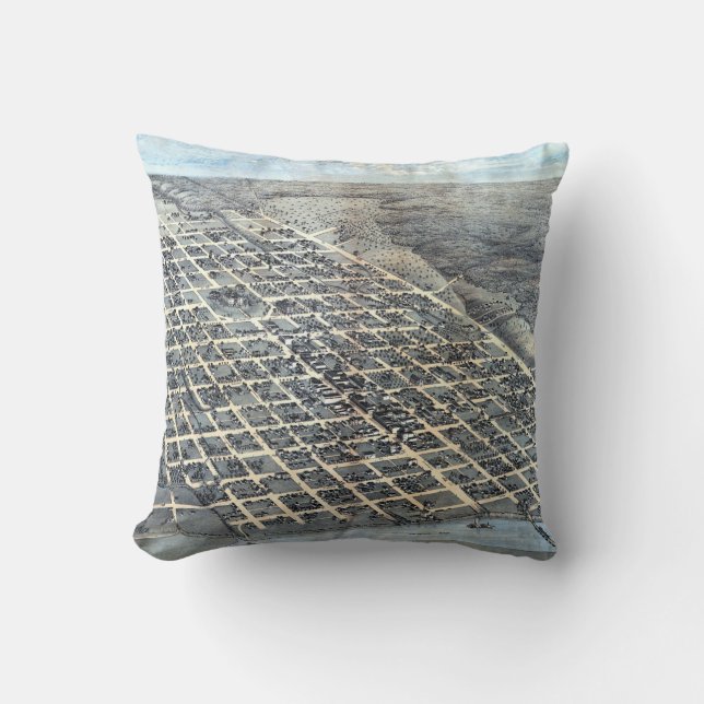 Austin, Texas Antique City Map von 1873 Kissen (Vorderseite)