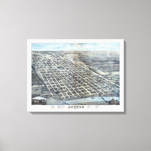 Austin, Texas Antique City Map von 1873 Leinwanddruck (Vorderseite)