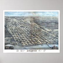 Austin, Texas Antique City Map von 1873