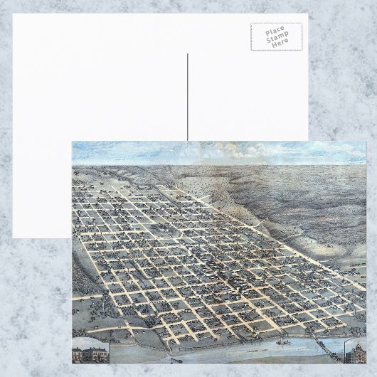 Austin, Texas Antique City Map von 1873 Postkarte