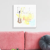 Austin, Texas | Aquarellzeichnung Leinwanddruck (Insitu (Wohnzimmer))