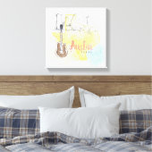Austin, Texas | Aquarellzeichnung Leinwanddruck (Insitu (Schlafzimmer))