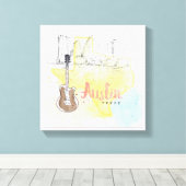 Austin, Texas | Aquarellzeichnung Leinwanddruck (Insitu (Holzboden))