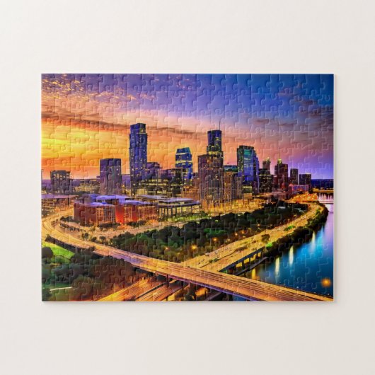 Austin Texas Art 4 Foto Puzzle Skyline Kunst Austi (Horizontal)