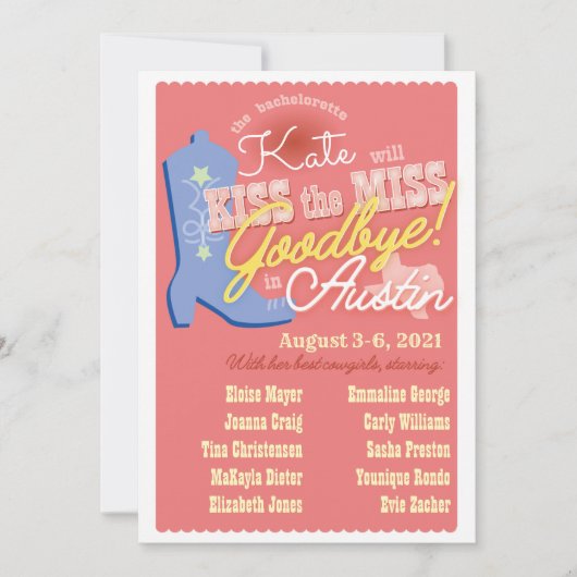 Austin Texas Bachelorette Weekend Itinerary (Vorderseite)