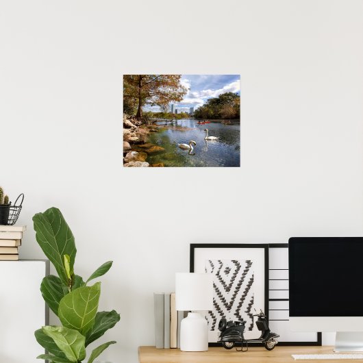 Austin, Texas Barton Creek / Ladybird Lake Skyline Poster (Heimbüro)