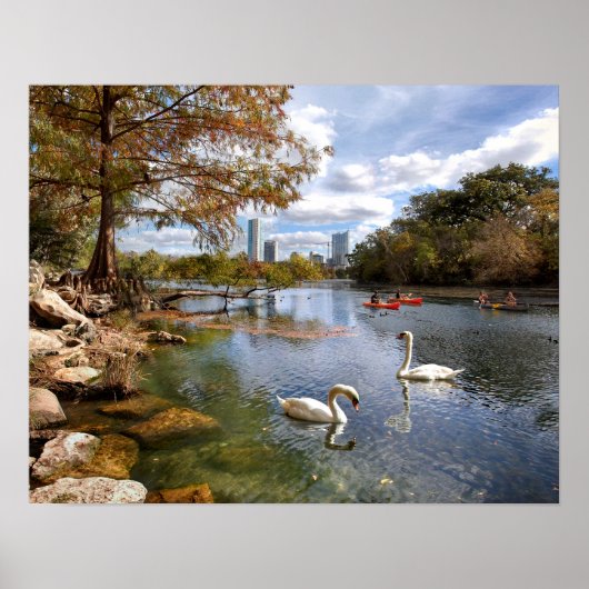 Austin, Texas Barton Creek / Ladybird Lake Skyline Poster (Vorne)