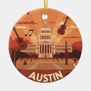 Austin Texas Capitol Building Music City Keramik Ornament