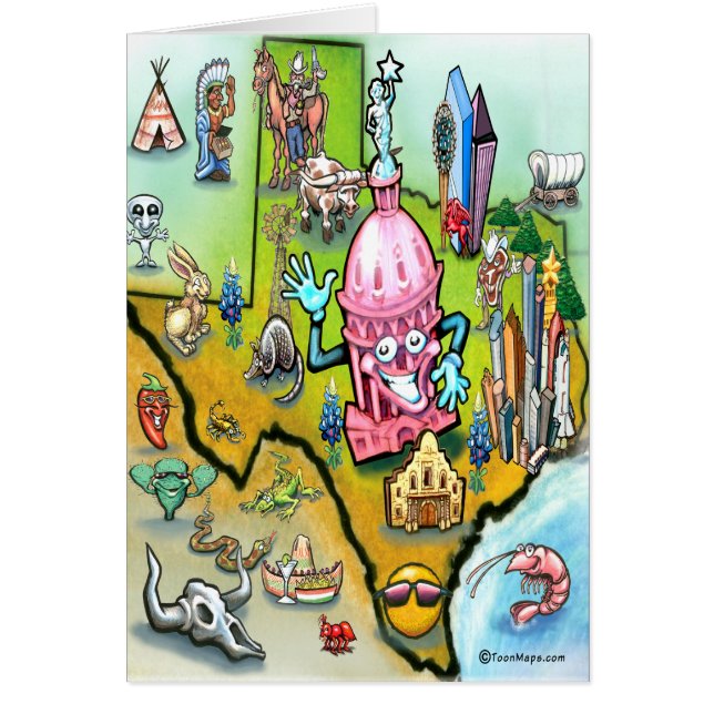 Austin Texas Cartoon Map (Vorne)