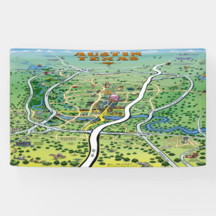 Austin Texas Cartoon Map Banner