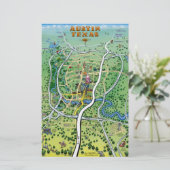 Austin Texas Cartoon Map Briefpapier (Stehend Vorderseite)